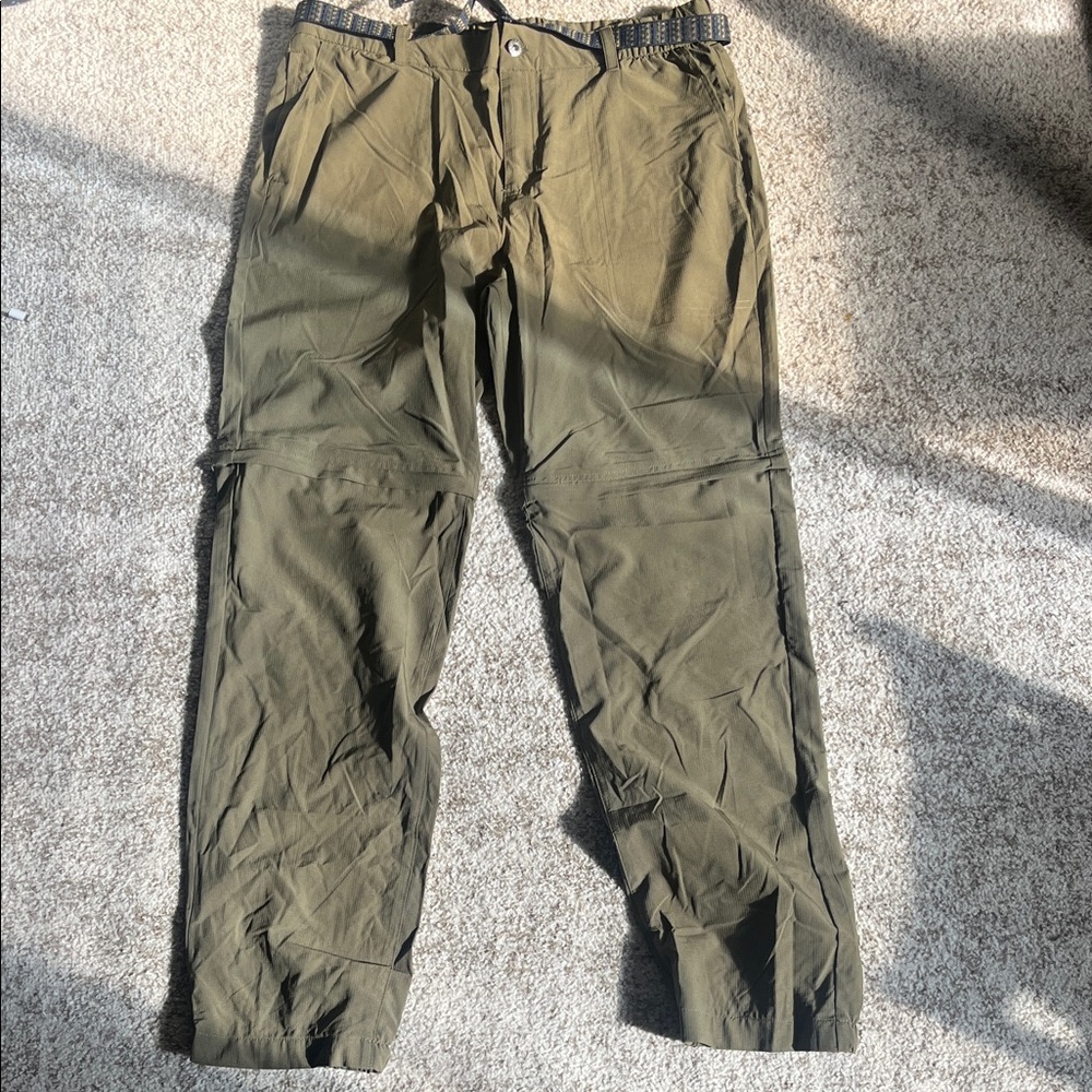 Gerry Men's Olive Cargo Convertible Pants with Belt (34x34)